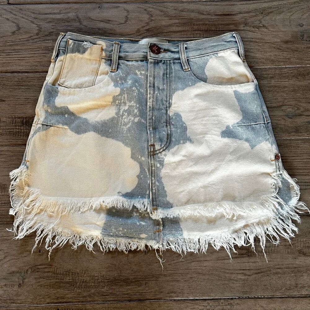 One Teaspoon Bleached Denim Mini Skirt Sea Drifter size 25